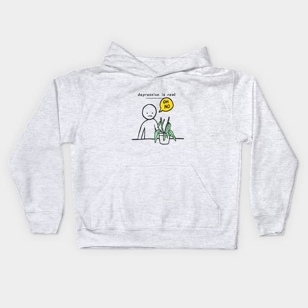 Depression is Real Houseplant Kids Hoodie by Sunshine&Revolt